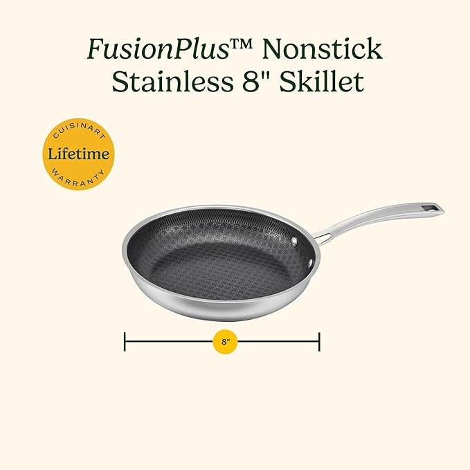 Cuisinart FusionPlus Nonstick Stainless Steel Cookware, 5-Quart Saut챕 Pan with Cover and Helper, PFAS-Free PURELYSEAR Ceramic Non Stick Technology, Scratch Proof, Cool Grip Handles, Dishwasher Safe