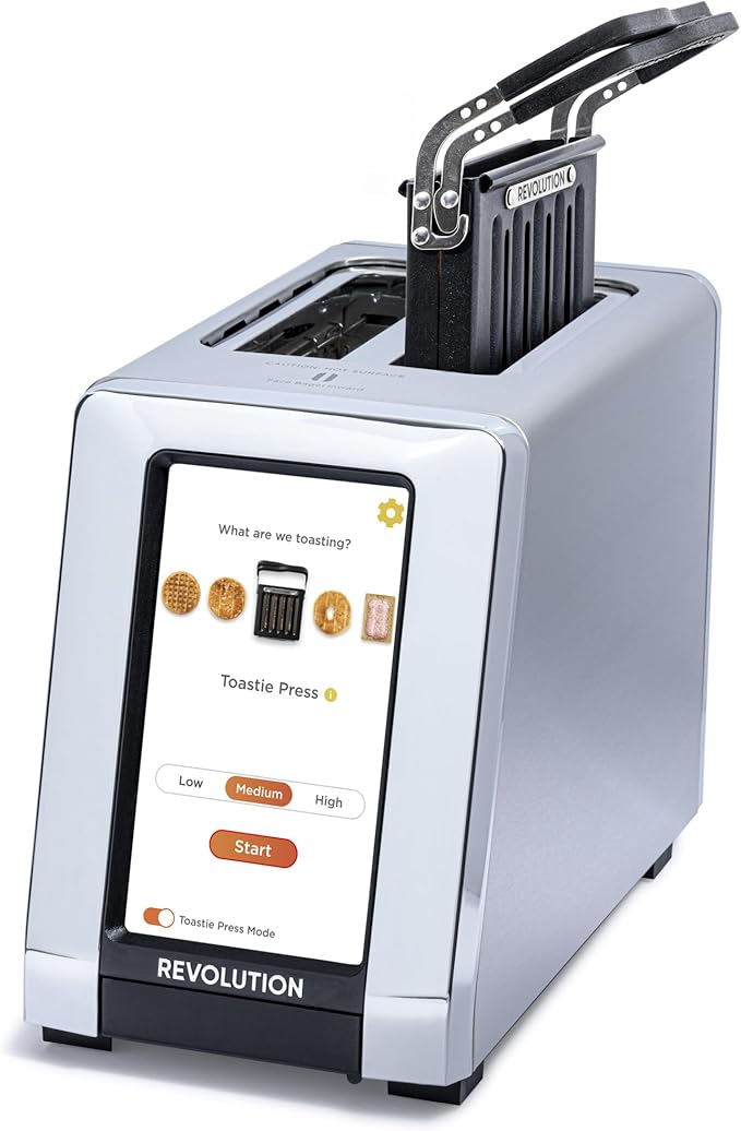 Revolution (Bundle) R180 Connect Touchscreen Smart Toaster + Toastie Press ??Choose from 6 Bread Types, 7 Browning Levels, & Toastie Press Mode (Stainless Steel, 2-Slice)