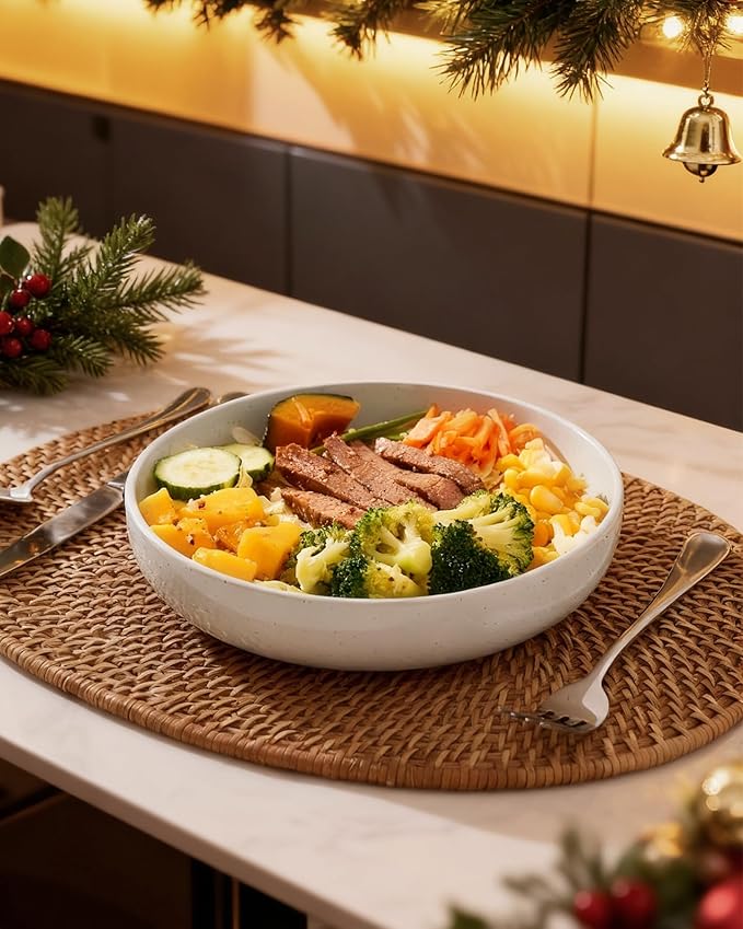 famiware Milkyway 33 oz Bowl Set, Pasta Bowls Set of 4, Salad Bowls Perfect for Your Friend for Housewarming, Thanksgiving, Christmas, White