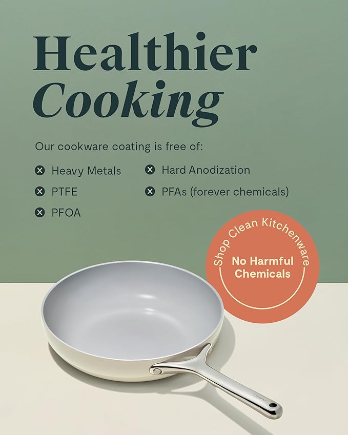 Caraway Fry Pan Duo - Nonstick Ceramic Frying Pan (8" & 10.5?? - Non Toxic, PTFE & PFOA Free - Oven Safe & Compatible with All Stovetops (Gas, Electric & Induction) - Gray
