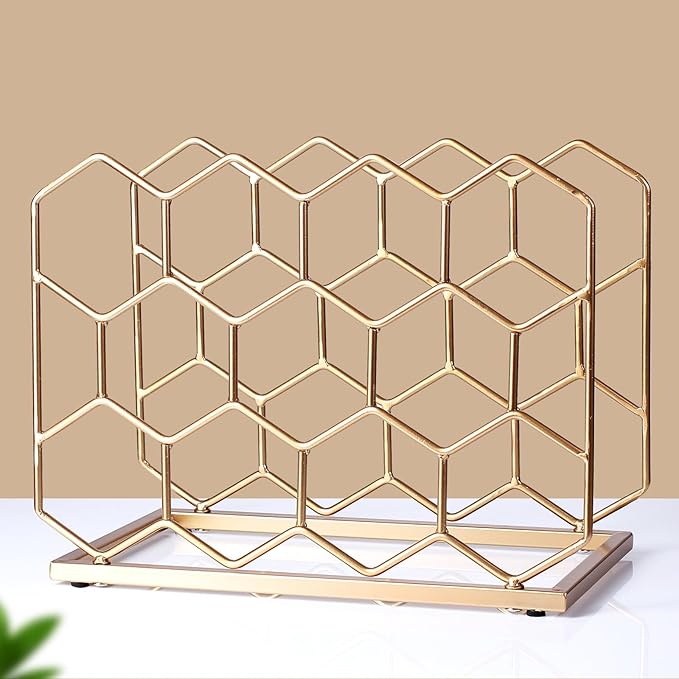 14 Bottle Countertop Wine Rack - Freestanding Modern Gold Metal Wine Rack - Tabletop Wine Holder Stand for Cabinet, Pantry, Wine Bottle Storage……