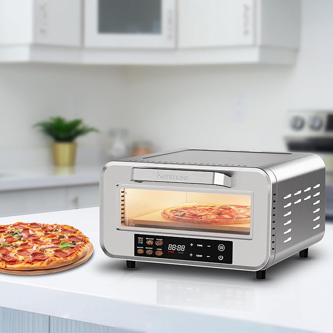 Kenmore indoor pizza oven - personal countertop electric ovens for home kitchen & restaurant, cook solo large 12??nonstick Pizzas horno de