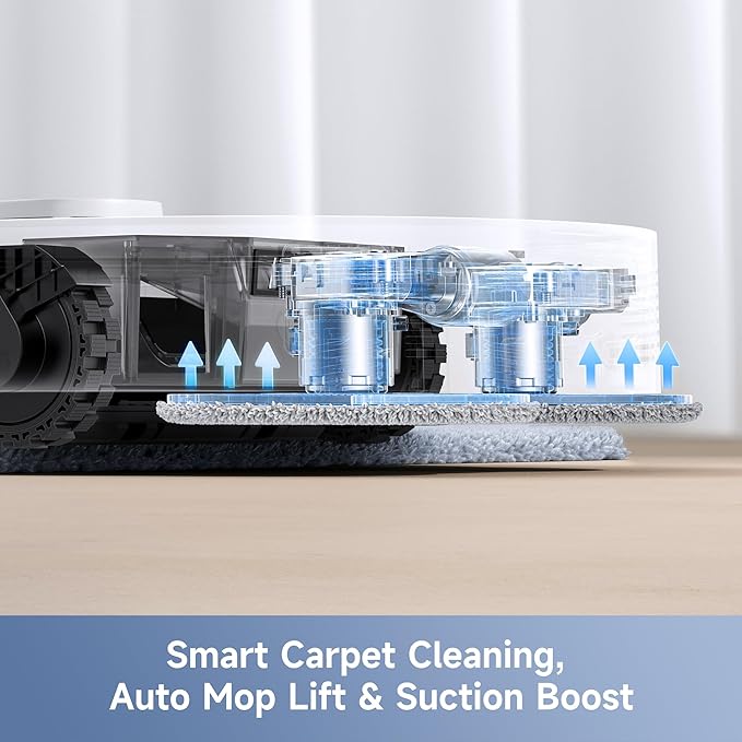 Mova E40 Ultra Robot Vacuum and Mop, 19,000Pa Suction, Extenable & Liftable Mop, All-in-One Station, Auto-Empty, Auto Washing & Hot Air Drying, 360째Obstacle Avoidance, App & Voice Control