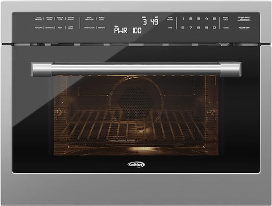 KoolMore 24 Inch Built-in Convection Oven and Microwave Combination with Broil, Soft Close Door, 1000 Watt Power, Stainless Steel Finish, Touch Control LCD Display (KM-CWO24-SS)