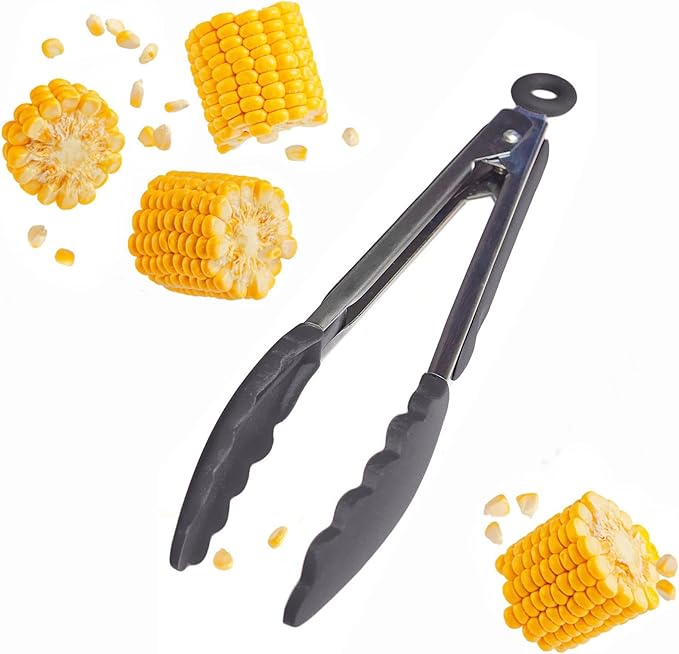 StarPack Premium Silicone Kitchen Tongs 9-Inch - Stainless Steel with Non-Stick Silicone Tips, High Heat Resistant to 600째F, For Cooking, Serving, Grill, BBQ & Salad (Stormy Grey)