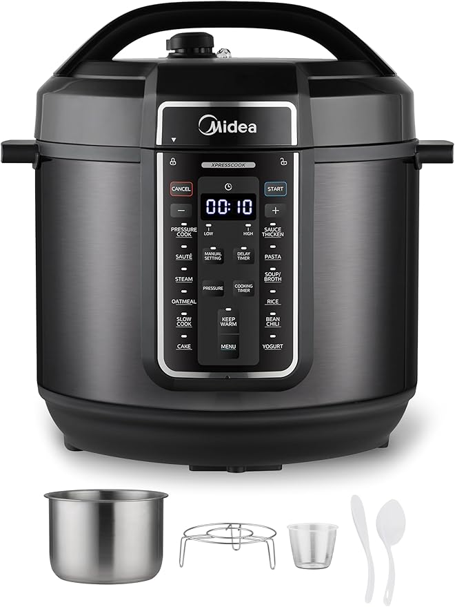 Midea 12-in-1 Electric Pressure Cooker, 8 Quarts, 12 Presets, Multi-Functional Programmable Slow Cooker, Rice Cooker, Steamer, Saut챕 Pan, Yogurt Maker, and More, Stainless Steel