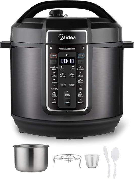 Midea 12-in-1 Electric Pressure Cooker, 8 Quarts, 12 Presets, Multi-Functional Programmable Slow Cooker, Rice Cooker, Steamer, Saut챕 Pan, Yogurt Maker, and More, Stainless Steel