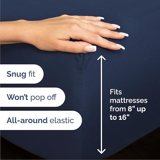 Cal King 6 Piece Sheet Set - Cooling & Breathable Bed Sheets - Hotel Luxury Bed Sheets for Women, Men, Kids & Teens - Deep Pocket Bedding w/Easy Fit - Soft & Wrinkle Free - Cal King Navy Blue Sheets