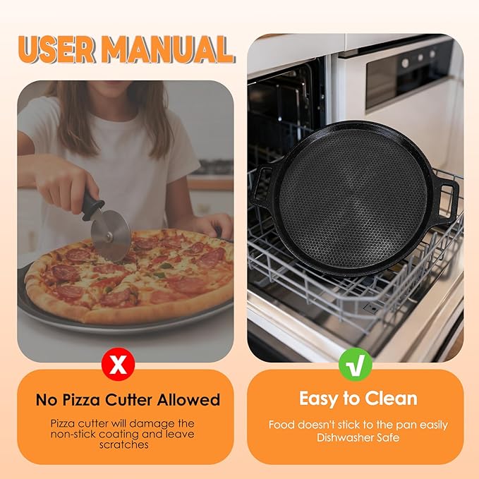 Laser-etched Nonstick Pizza Steel, 3-Layer Hybrid Steel Pizza Pan with Aluminum Core, Better Thermal Conductivity than Stone, Safe Up to 900째F, Food-grade Non-stick Oven Baking Pan, PTFE & PFAS Free