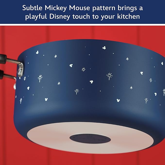 Farberware Disney Bon Voyage Ceramic Nonstick Pots and Pans Set with Baking Sheet/Cookie Pan and Disney Home Kitchen Tools, 8 Piece Non Stick Cookware Set - Blue