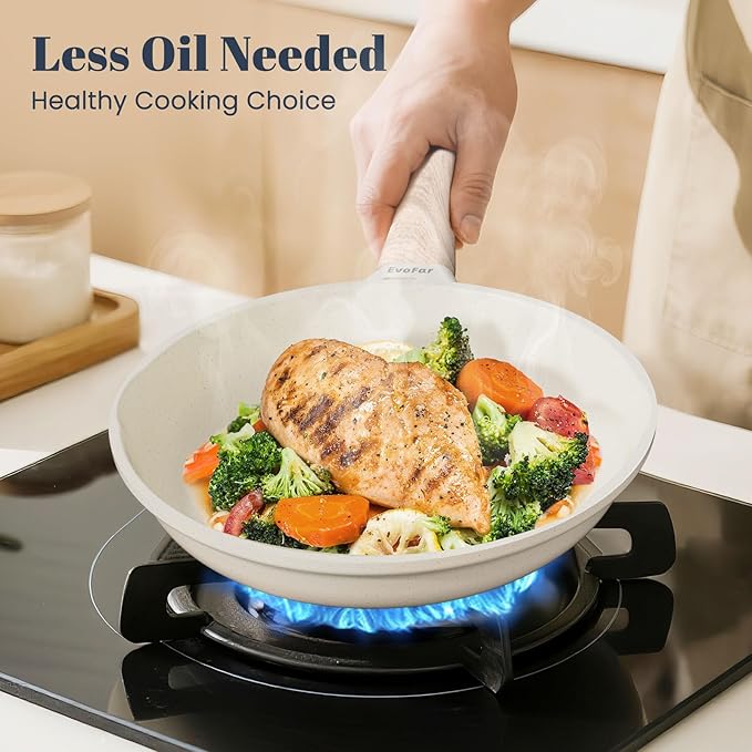 Granite Frying Pan, 10 Inch Non Stick Frying Pans, Lightweight Nonstick Pans for Omelets & Eggs, PFOA & PFAS Free Non-toxic Cookware Chef's Pan, Induction Compatible Fast & Even Heat Skillet