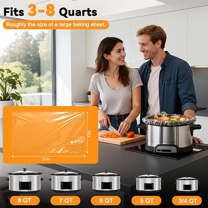 Slow Cooker Liners 13?�x21?? Large Size Disposable Cooking Bags, BPA-Free Pot Liners Fit 3?? Quart slow cooker pot, Suitable for Oval & Round Slow Cooker, 20 Count