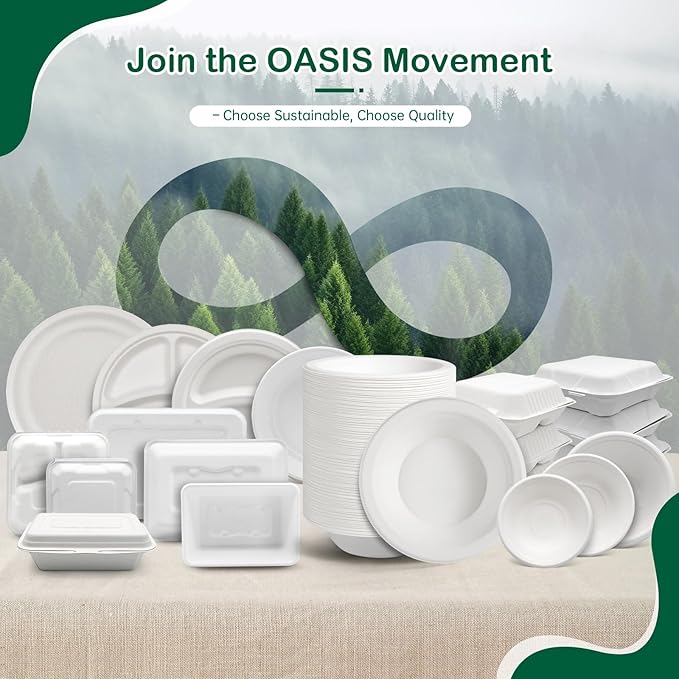 ?윮?윭 ?뿙?뿻?뿰?뿵, ?윮?윯?윺-?뿣?뿮?뿰?뿸 Compostable Paper Plates, Heavy-Duty Biodegradable Disposable Dish Made from Bagasse, Perfeck for Snacks, Desserts, Party, Wedding and More (White)