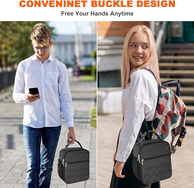 esouler Lunch Box for Men Women Adults Small Insulated lunch Tote Bag for Work Picnic Beach- Freezable Cooler Bag portable Lunch box (Gray)