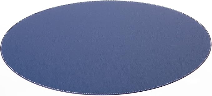 Nikalaz Oval Placemats Set (Pack of 4) Recycled Leather Table Mats 18 x 13 inches (45.7 x 33 centimetres), Kitchen Dining Table Decor by Nikalaz (Blue)