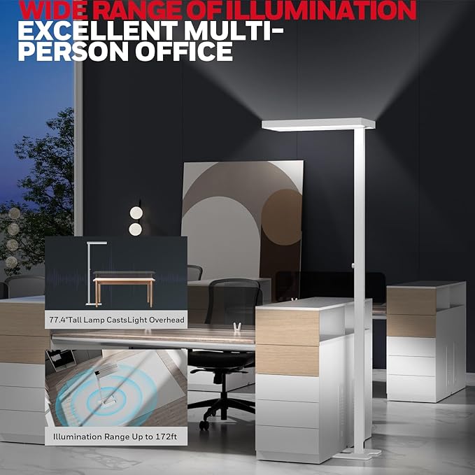 Honeywell LED Floor Lamp Modern - 02E Pro Sunturalux??Eye Caring Standing Light, 10400LM Dimmable Reading Tall Lampara for Home Office Living Room Bedroom,100W,4000K Natural Daylight