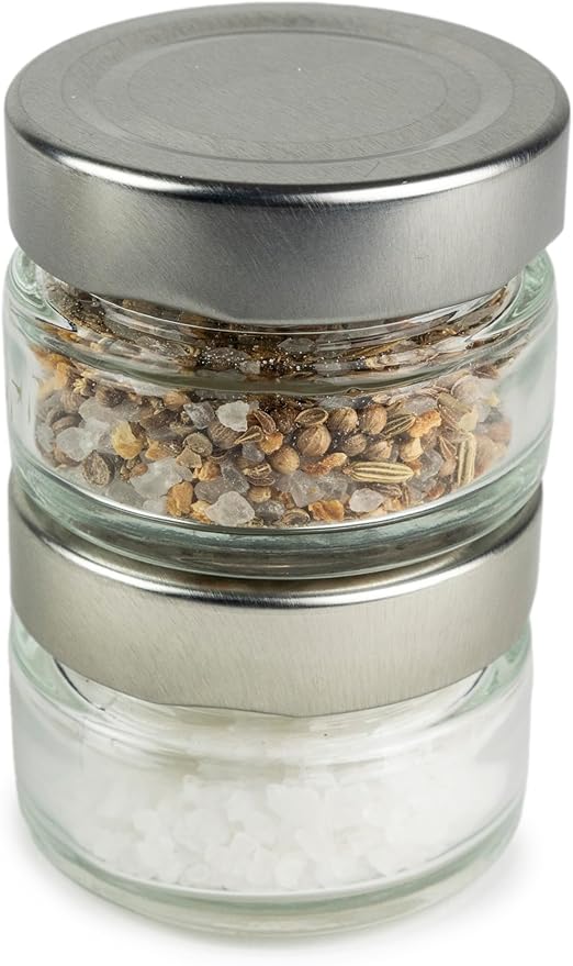 PEUGEOT?밠aestro Salt Bar ??10cm Salt Mill with U?셎elect Adjustment ??3 Premium Salts, 3 Empty Interchangeable Glass Jars, White Marker - Made in France ??PEFC-Certified Wood/Stainless-Lt. Graphite