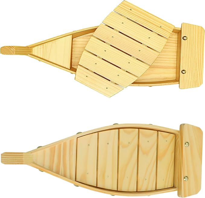 Kichgather 14.5??Wooden Sushi Serving Tray Boat Plate for Restaurant or Home