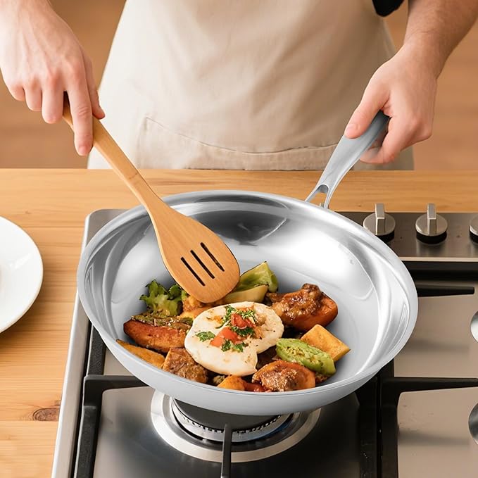 Stainless Steel Pan竊똍on-Toxic PFAS, PFOA & PTFE Free, Compatible With All Cooktops & Induction Safe, Oven Safe Pan for Searing & Saut챕ing, Long Lasting Cookware. (12 Inch)