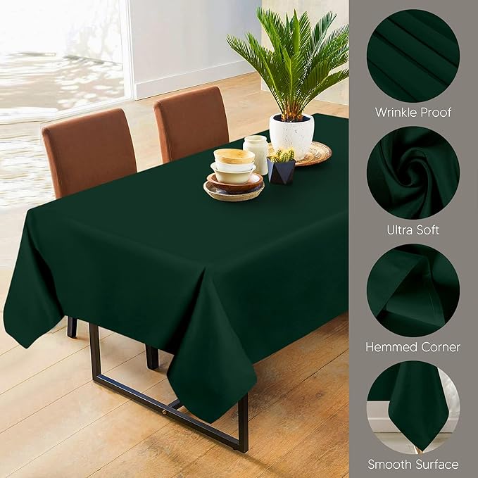 Utopia Kitchen Rectangle Table Cloth 2 Pack(60x102 Inches, Hunter Green), Tablecloth Machine Washable, Polyester Table Cover for Dining, Buffet Parties, Picnics, Events, Weddings and Restaurants