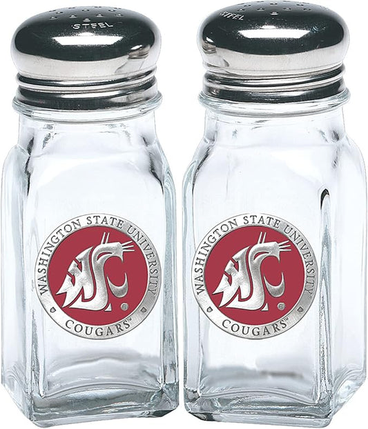Heritage Pewter Washington State University Salt and Pepper Shaker Set of 2 Bottles | Expertly Crafted Pewter Glass