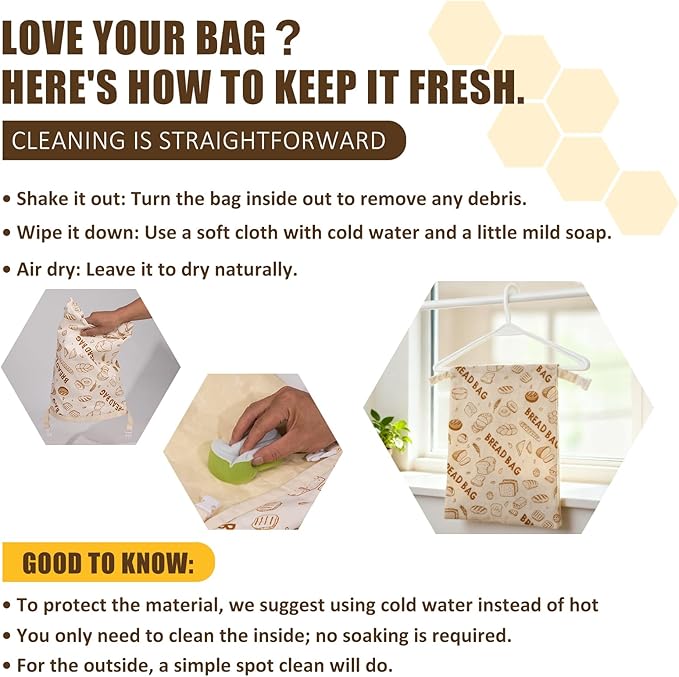 2 Pack Beeswax Bread Bags for Sourdough Reusable Bread Bags Food Storage Bag Large Capacity Portable Freshness Preservation Homemade Sourdough Bread Storage Bag