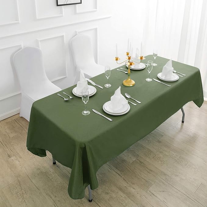 Cupuamon Rectangle Tablecloth 90x132 inch Washable Polyester Fabric Table Cloth for Wedding Party Dining Banquet Decoration（90x132, Willow）