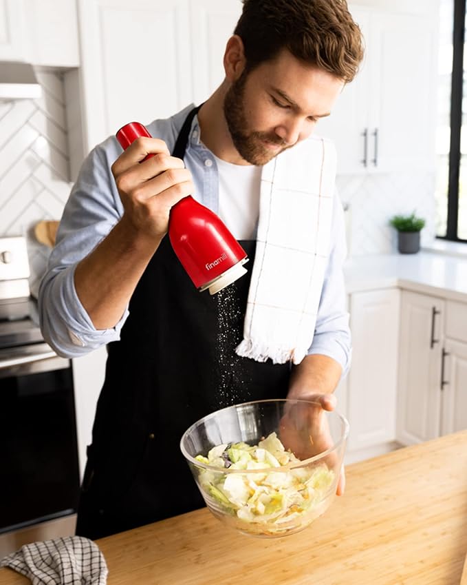 FinaMill?셲 Award-Winning Battery Operated Salt and Pepper Grinder Set ??Adjustable Coarseness, Ceramic Grinding Elements, LED Light, 2 Quick-Change Pods ??Perfect for Home Cooking and Gifting
