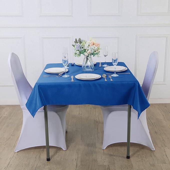 Cupuamon Square Tablecloth 52x52 inch Washable Polyester Fabric Table Cloth for Wedding Party Dining Banquet Decoration（52x52,Mediterranean Bule）