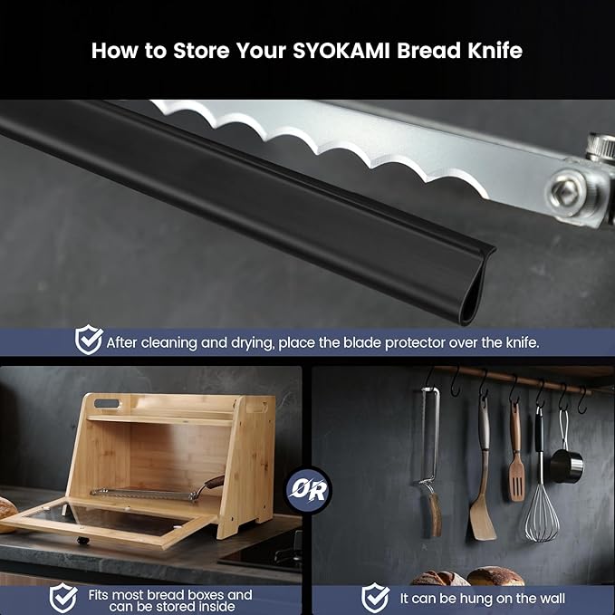 2025 Upgrade Bread Knife for Homemade Bread, World's 1st Real Bow-Design Sourdough Bread Slicer, Razor-Sharp Cutter for Crusty Sourdough & Baguette, 4 Thickness Scale Marks, Christmas gift