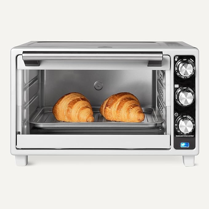 Amazon Basics 6-Slice 23-QT Toaster Oven with Built-In Air Fryer, 7-In-1 Cooking Options, 60-Min Timer & Adjustable Temperature (200??- 450??, With Accessories, 1500W, Stainless Steel, Silver/Gray
