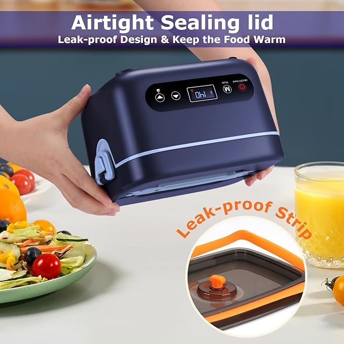THZDMI 1.2L Cordless Electric Lunch Box ??20000mAh Rechargeable Portable Food Warmer with 5-Sided Heating, Auto Temperature Control, Leakproof & BPA-Free ??Perfect for Office, Truck, Outdoors Blue