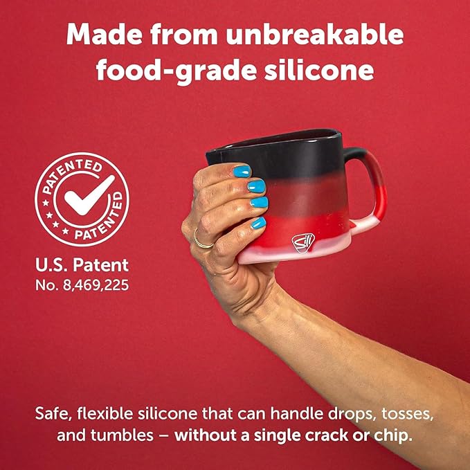 Silipint 16oz Silicone Coffee Mug Tumbler with Flip Lid ??Unbreakable Dishwasher Safe Microwave Oven & Freezer Compatible ??Non-Toxic Reusable Cup for Coffee Tea or Cold Drinks, Volcano - Pack of 2
