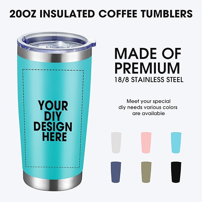SMLIXE Personalized Coffee Tumbler Print in USA 20oz Stainless Steel Double Wall Insulated Coffee Cup With Text Photo Logo