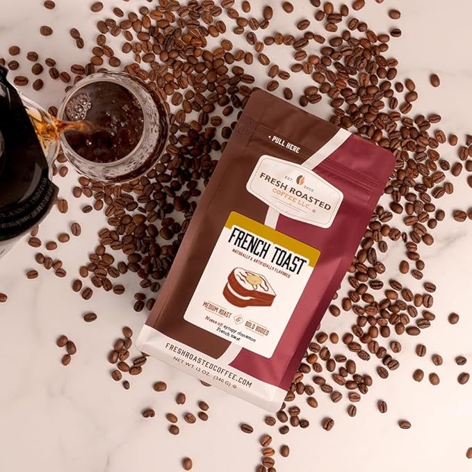 Fresh Roasted Coffee, French Toast Flavored Coffee, 12 oz, Medium Roast, Kosher, Ground