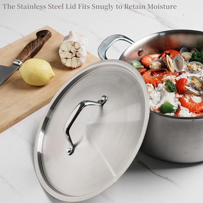5 QT Saucepan with Lid,3-Ply Stainless Steel Stockpot,Professional Grade Cookware,Induction Compatible