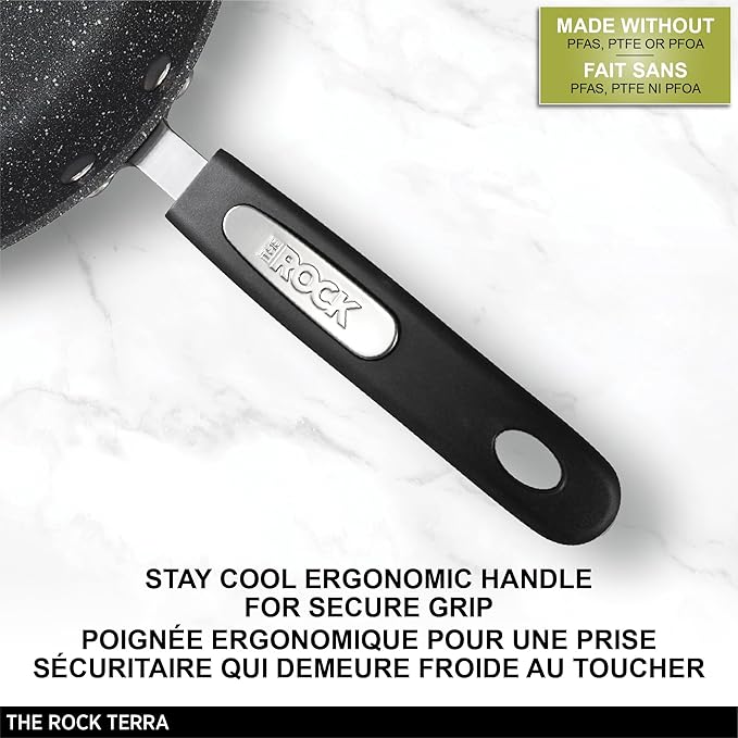 Starfrit The Rock Terra 26cm (10'') Ceramic Non-Stick Fry Pan - Thick Aluminum Base - PFAS Free - Easy to Clean - Black Marble