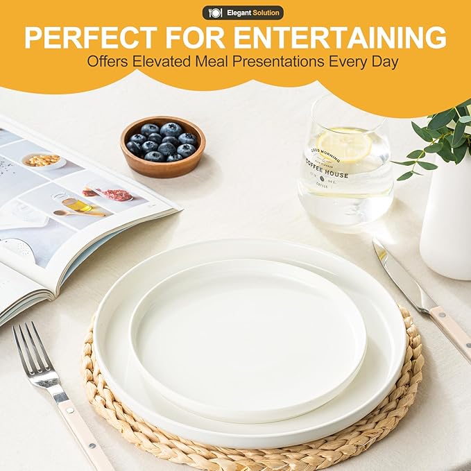 EWFEN Plates and Bowls Sets, 24 Pieces Stoneware Dinnerware Set for 8, Ceramic Dishware Dishes Set, Scratch Resistant Dishes Set, Dishwasher & Microwave Safe