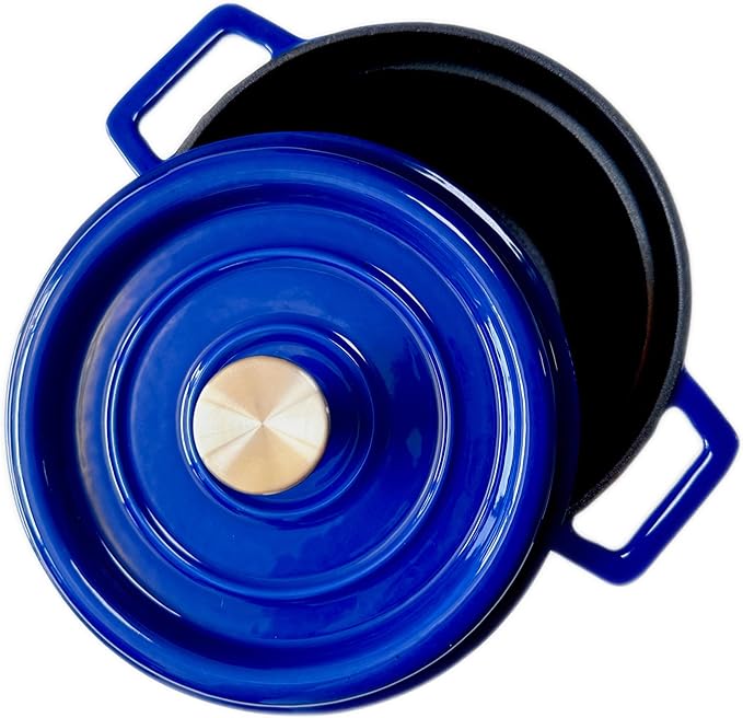 5qt Enamel Pan Cast Iron Dutch-ovens Stewpan Pots Casting Cookware with Steamer Thermo Pot for Party Pots for Kitchen