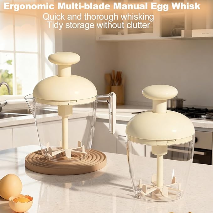 Manual Egg Beater, Manual Hand Mixer with Filter Cup, Ergonomic Press the Egg Beater Cup with Strainer for Kitchen Baking Cooking