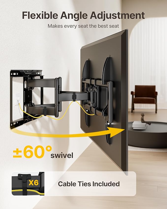 monTEK Heavy Duty TV Wall Mount for 37-90 inch TV up to 165lbs, 4X Load Tested, Full Motion with Dual Articulating Arms, Tool-Free Tilt, Swivel & Extend, VESA 200x100 to 600x400, Fits 12??16" Studs