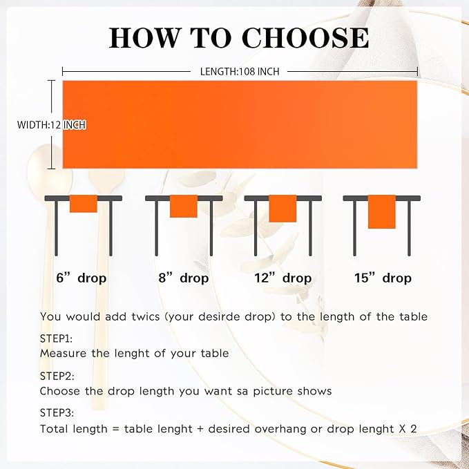 Yblut 10 Pack Satin Table Runner 12 x 108 Inch Long Orange Silk Table Runner for Wedding Party Banquet Birthday Decoration