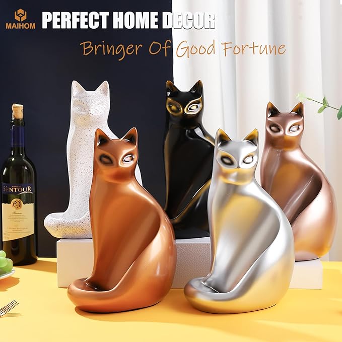 Wine Bottle Holder Organizer for Cabinet, Cat Wine Rack for Tabletop, Countertop, Bar, and Home Decor, Wine Lovers Gifts for Women Men, White Wine Rack