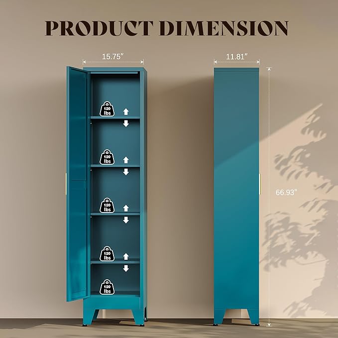 67?쏦 Blue Narrow Kitchen Cabinet, Metal Skinny Pantry Storage Cabinet,Tall Narrow Bathroom Storage Cabinet with Adjustable Shelves,Slim and Thin Pantry Cabinets for Living Room Dining Room