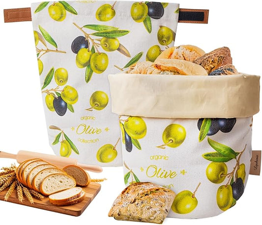 Reusable Beeswax Bread Bag for Homemade Sourdough, Natural Sourdough Bread Storage Bags, Keep Fresh, Bakery Essentials(Olive) | Breathable material, Freezer safe, Reusable, Durable, Extra-large
