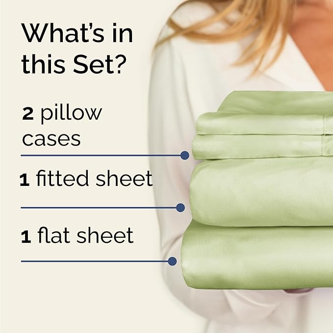 Twin 4 Piece Sheet Set - Cooling & Breathable Bed Sheets - Hotel Luxury Bed Sheets for Women, Men, Kids & Teens - Bedding with Deep Pockets & Easy Fit - Soft and Wrinkle Free - Twin Light Sage Sheets
