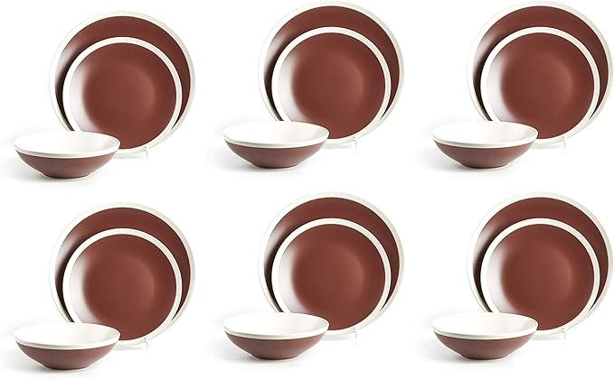 Rock Ridge Speckled Stoneware Dinnerware Set (18pc Set, Brown and Ivory)