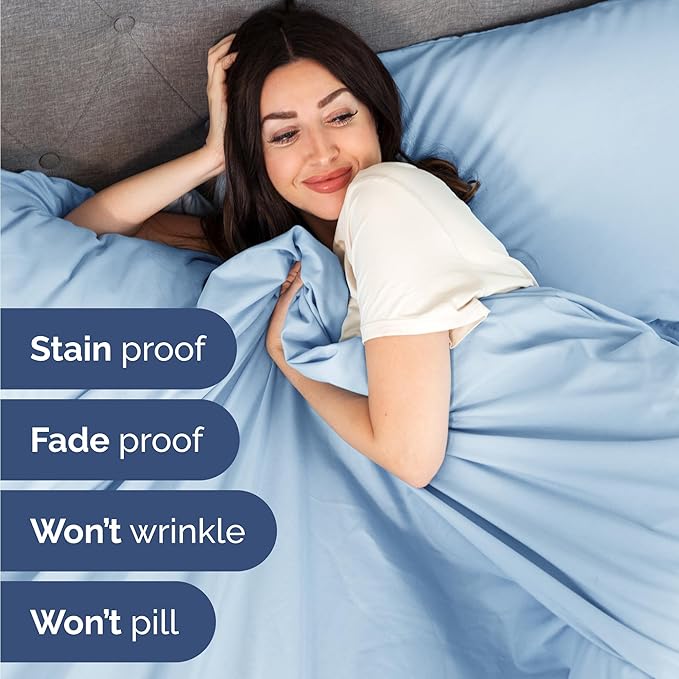 Twin 4 Piece Sheet Set - Cooling & Breathable Bed Sheets - Hotel Luxury Bed Sheets for Women, Men, Kids & Teens - Bedding with Deep Pockets & Easy Fit - Soft and Wrinkle Free - Twin Light Blue Sheets