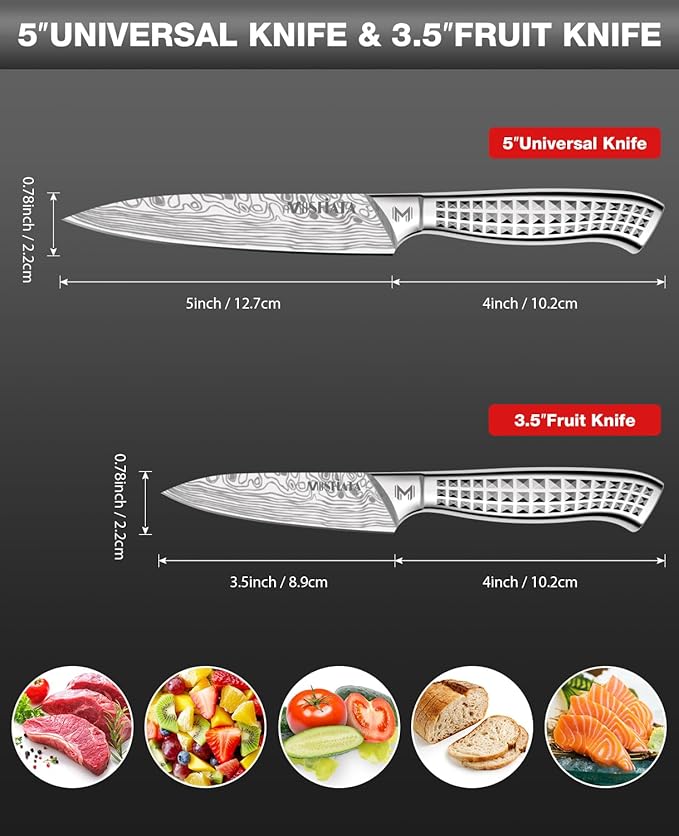 MOSFiATA 2pcs knife set竊똕tainless Steel Handle, Knives Set for Kitchen, Chef Knife Set Come with Gift Box