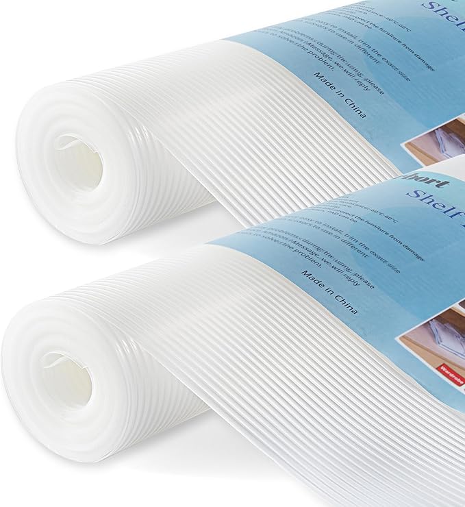 2 Rolls Thickened Shelf Liner, 16 in x 20 FEET Non-Slip Cabinet Liner, Washable Oil-Proof Contact Paper for Kitchen Drawer, Cabinet, Shelves, Refrigerator, Storage, Desks, Non Adhesive
